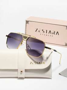 1 副男士金属框架平顶时尚眼镜，优雅高端百搭时尚眼镜，适合滑板、湖边散步、公园 - 彩色 - 查看 13