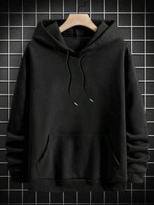 Men's Hooded Sweatshirt, "GHLD OF GOD" Text Print Design, Rugby Style, Made Of 280G Heavy Knit Fabric, Polyester-Cotton Material, Suitable For Sports And Home Outings, Unisex, Suitable For Festivals And Gifts, Machine Washable - 黑色 - 查看 3