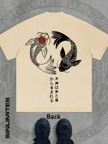 Black white green blue beige red  T-Shirt, 1 pcs Y2K fish  graphic print T-shirt 100% Pure cotton T Shirt Comfortable & Stretchy, Perfect for Summer Outdoor Activities | Casual Street Style Round Neck,S,M,L,XL,XXL T-Shirt in Hip Hop Streetwear Fashion Top for All Seasons, Casual Streetwear | Round Neck Tshirt | Cotton Shirtp - Beis - Ver 5