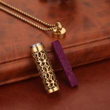 Golden Aromatherapy Necklace Diffuser Pendant Stainless Steel Locket Aroma Perfume Oils Essential Oil Diffuser Pendant Necklace Stainless Steel Jewelry Locket Necklaces Couple Men Punk Pendants Necklaces - Gold - View 8