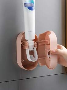 Dust-Proof Automatic Toothpaste Dispenser And Squeezer, For Wall-Mounted Toothbrush Holders, Bathroom Organizer And Storage, Holiday Gift, Bathroom Decor, Toothbrush And Toothpaste Storage Fall Decor Back To School
