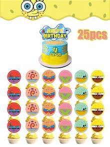 SPONGEBOB Summer SpongeBob SquarePants Themed Cake Decorations, Patrick Star And Squidy Summer SpongeBob SquarePants Themed Cake Decorations, Cartoon Themed Cake Decorations, Birthday Cake Decorations