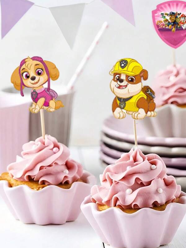 Paw Patrol 13 oder 25 Stücke Paw Patrol "Vorwärts" Themen Kuchendekoration, Geburtstagskuchen Dekorations Fahnen, 1 große Fahne, 12 oder 25 kleine Fahnen, geeignet für Geburtstagskuchen Dekoration, Paw Patrol Themen Partykuchen Dekoration, verwendbar für Geburtstagsfeiern, Feiertage, Neugeborenen Geburtstage, Schulanfang, Valentinstag, Halloween, Erntedankfest, Weihnachten, Muttertag