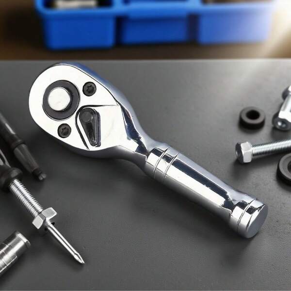 Herramientas de reparación de automóviles, llave de trinquete de mango corto de 72 dientes para motocicleta, cabezal de cilindro automático de 1/4 de doble sentido, duradero y fácil de operar para el mantenimiento de automóviles