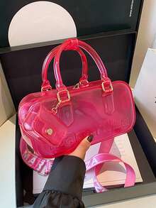 2pcs Jelly Clear Adjustable Shoulder Bag, Suitable For Travel, School, Work, Office, Crossbody Bag - Multicolor - View 5