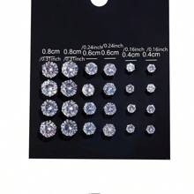 12 Pairs Of Stainless Steel Earrings, A Simple And Elegant Zirconia Earring Set, Suitable For Parties And Daily Wear With 925 Silver Earrings