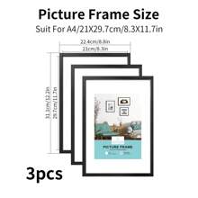 1/2/3/4件装多色铝合金相框 30x40cm/A3/A4，无框金属相框，纤薄窄边框防锈金属框，适用于海报、画布和证书，现代家居、婚礼照片展示、影棚墙面装饰、企业奖品框、办公室画廊装饰（金色/银色/玫瑰金/黑色）