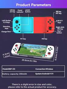 1 pieza Controlador de juego móvil inalámbrico extensible, adecuado para iOS/Android/Switch/PS3/PC. Joystick retráctil de mano para juegos, disparo continuo, cambio de modo con un solo botón, universal, que convierte el teléfono móvil en una consola de juegos portátil en segundos - Multicolor - Ver 3