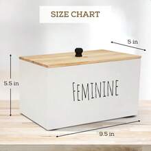 Tampon Holder Storage For Bathroom Feminine Wood Container Box Women Product Organizer Farmhouse Decor Pad Storage Container Box Rustic Accories White