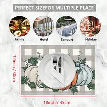 1 pieza/4 piezas/6 piezas Manteles individuales de lino con estampado de calabaza, decoración de Acción de Gracias, regalo de Acción de Gracias, adecuado para mesa de comedor, decoración para todas las estaciones, manteles individuales modernos lavables, decoración del hogar, manteles individuales, posavasos, manteles de mesa de cocina y comedor, decoración de fiesta interior y exterior, decoración del hogar, regalo ideal - Multicolor - Ver 10