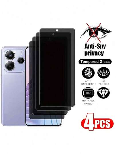 4 件隐私钢化玻璃屏幕保护膜适用于小米 Redmi Note 14 13 Pro 4G 5G 14S 14R 12 11 10 9 11S 10S 9S 14C 13C 12C 小米 Mi 14T 13T 11T Pro 11 Lite 5G NE Poco X3,9H+ 钢化玻璃膜，全覆盖，防刮，防指纹屏幕保护必需品，适用于日常防护、办公室、家庭隐私屏幕保护膜手机屏幕保护膜手机配件防水防震防摔