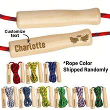 Corda de Pular Personalizada, Corda de Pular com Alça de Madeira Personalizada com Nome, Presente de Exercício de Fitness, Cor da Corda Aleatória