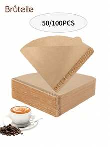 Brutelle 1pc V02 Coffee Filter Paper Fan-Shaped Hand Pour-Over Coffee Filter Paper Suitable For V01 And V02 Original For Home Office Coffee Corner Travel