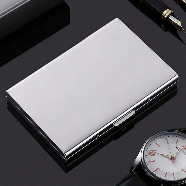 便携式防盗防消磁金属卡夹，简约小型RFID屏蔽卡盒，男女通用，不锈钢 - 彩色 - 查看 4