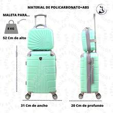 Maleta de cabina 18 pulgadas color menta con candado combinación fija equipaje de mano rígido ruedas giratorias 360 grados maleta ligera portátil para viajar avión y carretera accesorios de viaje resistente moderno y funcional - Azul menta - Ver 3