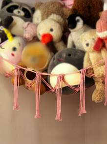 1 件装饰吊床 Macrame 毛绒动物收纳角挂网架，网状吊床织物装饰收纳架，带挂钩，适用于卧室，毛绒动物收纳吊床网 - 毛绒动物角落装饰吊床网