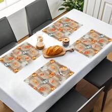 1 pieza/4 piezas/6 piezas Manteles individuales de lino con estampado de calabaza, decoración del hogar, decoración de Acción de Gracias, regalo de Acción de Gracias, adecuado para mesa de comedor, todo el año, manteles de mesa modernos lavables, decoración de habitación, manteles individuales, posavasos, manteles de cocina y comedor, decoración de fiesta interior y exterior, decoración del hogar, regalo ideal