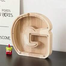 Madebyblanc 木制大号字母储蓄罐 带首字母的存钱罐 硬币存钱罐 生日、圣诞节、节日趣味礼物