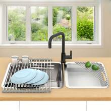 1pc Sink Drying Rack, Retractable Dish Drying Rack Over Sink, Stainless Steel Dish Drying Rack, Foldable Dish Drainer, Gray S-Shaped Dish Rack, Foldable Dish Drying Rack, Stainless Steel S-Shaped Dish Rack, Foldable Dish Drainer, Gray, Stainless Steel Sink Dish Drying Rack, 304 Stainless Steel Retractable Dish Drying Rack, Foldable Dish Drainer, Mildew-Resistant Silicone Storage Rack, Kitchen Storage Rack, Dish Rack