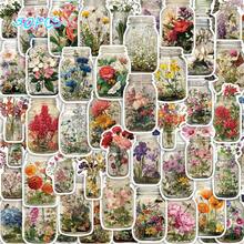 SCXXBSW 50pcs Vintage Floral Jar Stickers DIY Decoration Luggage Guitar Notebook Phone Case Creative Fun Cartoon Waterproof Stickers - Multicolor - View 7