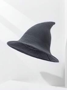 1 chiếc mũ phù thủy đan phong cách Châu Âu & Mỹ, mũ lưỡi trai nhọn hình phù thủy Halloween, có thể gấp lại, mặt hàng xuyên biên giới phổ biến, mũ xô trang trí Halloween mùa thu/đông, trang phục mùa đông - Nhiều màu - Xem 17