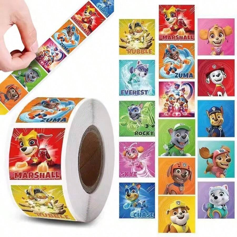 Paw Patrol 800 Peças/2 Rolos Adesivos de Desenho Animado Fofo da PAW PATROL, Adesivos de Etiqueta para Crianças, Kawaii, Brinquedo, Jogo, Tag, DIY, Presente, Suprimentos de Decoração de Etiqueta de Vedação, Presente Divertido para Crianças