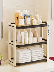 3-poziomowy regał z odpływem, jaskrawo kolorowy, pionowy regał na kubki/zestaw do kawy/słoik na przyprawy/kosmetyki/przybory toaletowe/różne przedmioty na blat kuchenny/stół jadalny/kredens/blat łazienkowy