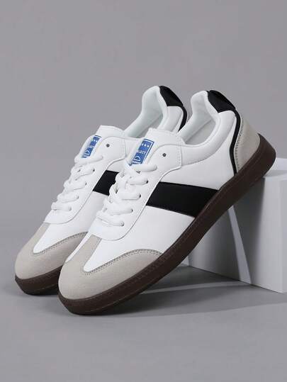 Men's Retro Casual Soft Bottom Shoes, Lightweight Lace-Up Round Toe Sneakers, Plus Size 46, Suitable For All Seasons