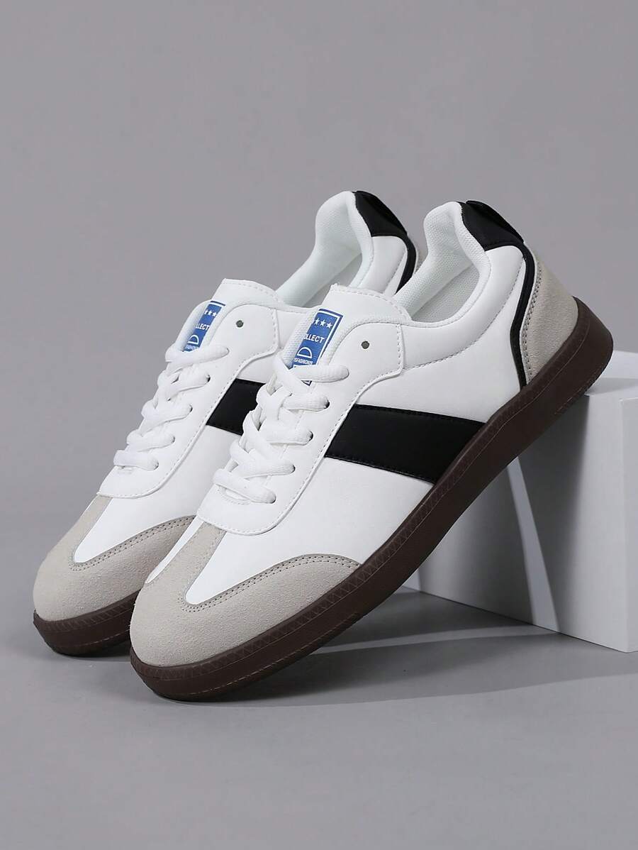 Men's Retro Casual Soft Bottom Shoes, Lightweight Lace-Up Round Toe Sneakers, Plus Size 46, Suitable For All Seasons - Multicolor - View 1