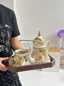 1 Set Of Retro Enamel Teapot With Strainer, Small Diamond-Lidded Coffee Storage Jar, All-Season Multifunctional Heatable Coffee Pot, Milk Tea Pot, Kettle, Nordic-Style Exquisite Home Decorative Ornament, A Gift For Relatives And Friends On Festivals And Birthdays.