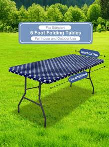 6 英尺波西米亚风格矩形印花布桌布，弹性桌布，可水洗涤纶桌布，适合户外、野餐、露营和室内，适合生日婚礼派对用品、夏季礼物、海滩返校学校用品、房间装饰