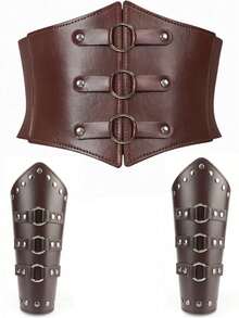 1 Bộ 3 chiếc thắt lưng và vòng tay phong cách Phục Hưng Viking thời Trung Cổ, Bộ phụ kiện cổ điển, Thích hợp cho trang phục hóa trang Halloween - A - Xem 12