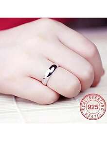 Fashionable Titanium Steel Plain Couple Rings, S925 Silver Plated, Non-Fading, Personalized Tail Ring, Engagement Jewelry, Eternal Style, Suitable For Casual Wear And Party, Christmas, Birthday, Holiday, Best Friend Gift