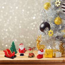 12 Pcs Christmas Miniature Figurines, Mini Christmas Ornaments Kit Resin Santa Claus Snowman Reindeer Christmas Tree Decoration For Xmas Goodie Bag Fillers Crafts DIY Snow Globe Dollhouse Garden Landscape Party