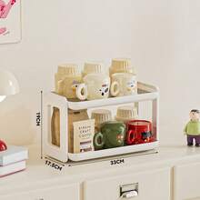 3-poziomowy regał z odpływem, jaskrawo kolorowy, pionowy regał na kubki/zestaw do kawy/słoik na przyprawy/kosmetyki/przybory toaletowe/różne przedmioty na blat kuchenny/stół jadalny/kredens/blat łazienkowy