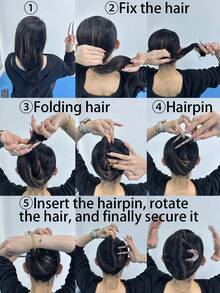 1pc Women's Ombre Acetate U-Shaped Hair Clip, Suitable For Daily Use, Suitable For Thin Or Normal Hair Volume, Wedding, Hair Accessories, Head Accessories - Coffee Brown - View 5