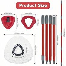 Mop Replace Head Mop Handle For O Cedar Mop Mop Replacement For Ocedar Spin Mop Includes 2 Mop Heads Replacements 4Section Mop Handle 1 Mop Base 1 Scrubber Mop Head For OCedar Spin Mop