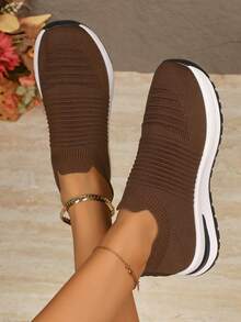 Neue Herbst Damen Lässig Slip-On Sneaker mit versteckter Keilabsatz