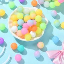 40/100pcs Random 12/15mm Glow-In-The-Dark Silicone Beads, Colorful Luminous Round Bubble Gum Beads For DIY Crafts