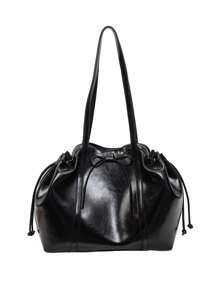 Women's Highly Attractively Retro Tote Bag New Large Capacity Fashionable Versatile Armpit Bag Daily Simple Solid Color Casual Commuter Shoulder Bag Suitable For Commuting To Work, Shopping And Daily Matching - Black - View 8