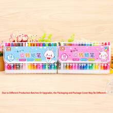 一套24支彩色旋转彩笔，儿童小手不脏，幼儿园彩色画笔，学生粉状绘画套装，儿童美术绘画用品彩笔（包装方式随机） - 彩色 - 查看 4