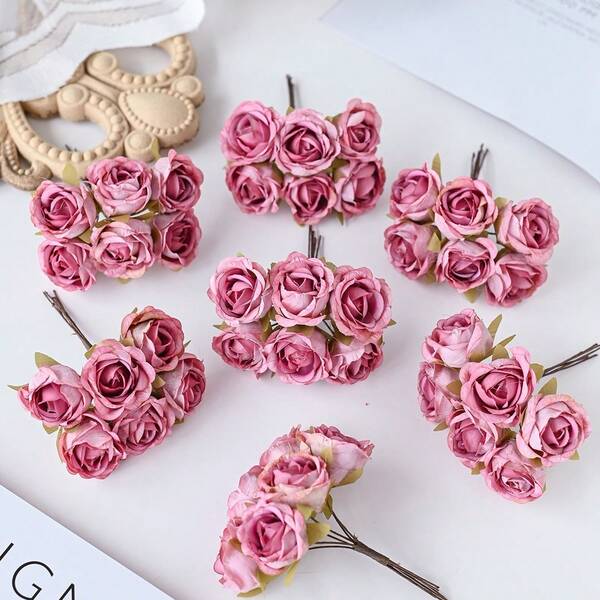 1/3/5/100 pezzi (6 teste) MINI fiori artificiali di garofano, ortensie di seta finte per decorazioni autunnali di matrimoni, scatole di caramelle, vasi, casa, sala da pranzo, camera da letto, feste, compleanni, giardino esterno