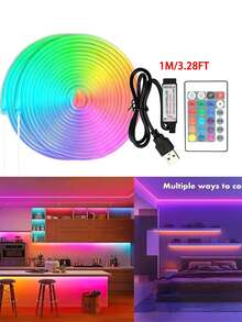 Đèn dây LED USBNeon 24 phím 1 chiếc, Đèn trang trí nội thất Neon RGB, Đèn Neon rực rỡ có thể đồng bộ với, Đèn Neon DIY linh hoạt, Thích hợp cho phòng trong nhà, tường, lễ hội, trang trí tiệc tùng - Nhiều màu - Xem 13