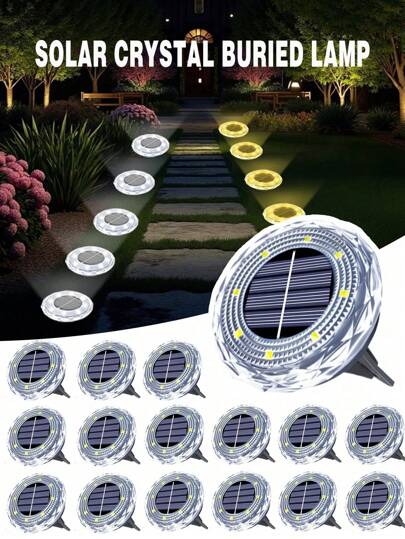 4/8/12 Pcs Solar Mini In-Ground Lights, Outdoor Solar Lights, Solar Yard Lights, Solar Garden Lights, Solar Lawn Lights, Solar-Powered Lighting, Plastic Diamond-Shaped Lampshade, Unique And Elegant, 8 LED Solar Landscape Lights, Ideal For Courtyards, Gardens, Villas, Patios, Driveways, Sidewalk Decoration (White Light/Warm Light Optional), Solar Lights Outdoor Christmas Decoration,Christmas Lights,Fairy Lights