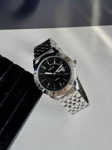 1 chiếc đồng hồ thạch anh thời trang dành cho nam, có chức năng lịch, thích hợp để đeo hàng ngày hoặc làm quà tặng sinh nhật/ngày lễ. - Bạc - Xem 5