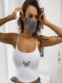 Maska na twarz z siateczki z ozdobnymi kryształkami, oddychająca, odpowiednia do klubu nocnego, na występy, na wiosnę/lato, na karnawał, bal maskowy