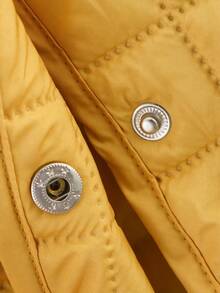 Chaqueta acolchada y acolchada amarilla para mujer, abrigo casual y suelto para otoño