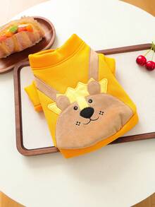 1 bộ quần áo thú cưng, quần áo cho chó mèo, áo hoodie hoạt hình dễ thương, thoải mái cho chó con và chó nhỏ - hình sư tử - Màu vàng - Xem 7