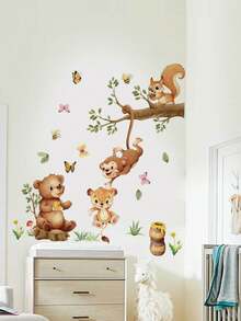 1PC/2pcs Removable PVC Wall Decals – [Honey Pot Bear, Vine Man Animal Monkey]Self-Adhesive Waterproof Wall Stickers For Home Decor, Room Decor, Wall Decor, And Kitchen – Easy To Apply, Ideal For Living Room, Bedroom, Or Office Home Decor