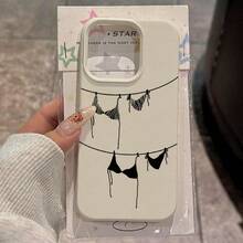 1 件 TPU 材质黑色比基尼插画图案手机壳，适用于 // 手机 - 白色 - 查看 3